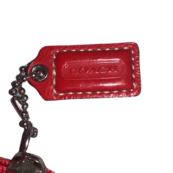 COACH Signature Red Monogram Canvas Wristlet Coin Purse - Picture 3 of 5